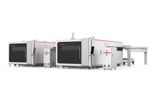 Dispositivo automatico di carico e scarico serie MAT per due macchine da taglio laser